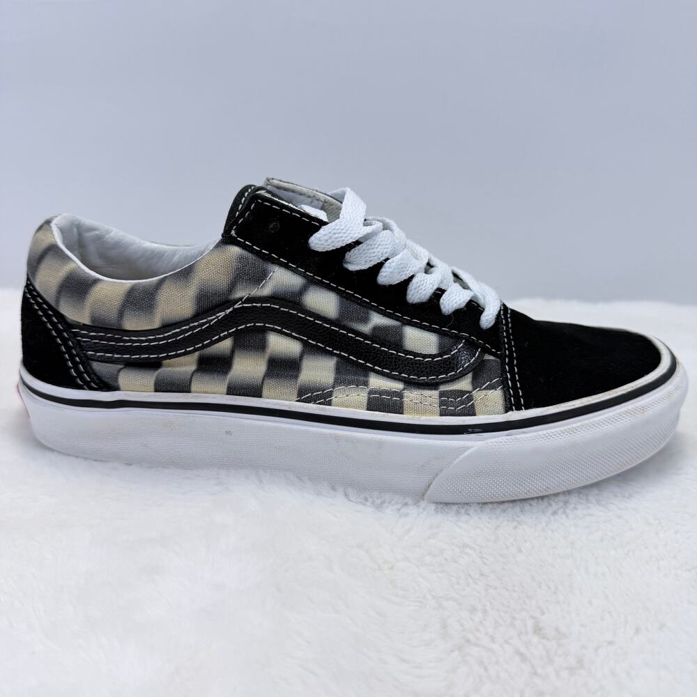 Vans Checkered Black White Womens Sneakers Size 6.5 Checker Blur